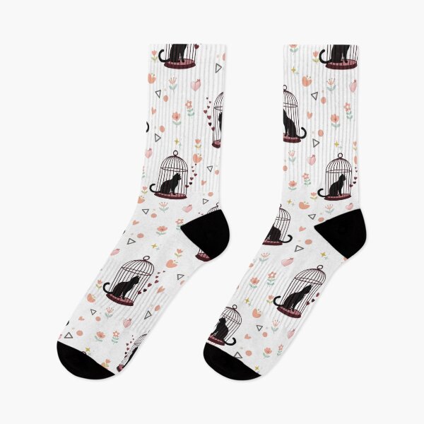 Item preview, Black Cat in Birdcage Seamless Pattern designed and sold by prapapon.