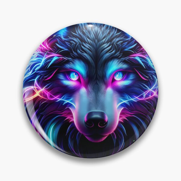 Item preview, Neon Wolf Glowing Eyes Cyberpunk Animal Art designed and sold by FusionCipher.