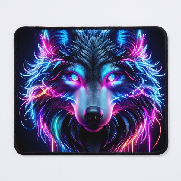 Item preview, Neon Wolf Glowing Eyes Cyberpunk Animal Art designed and sold by FusionCipher.