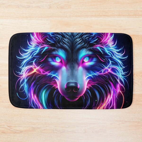Item preview, Neon Wolf Glowing Eyes Cyberpunk Animal Art designed and sold by FusionCipher.