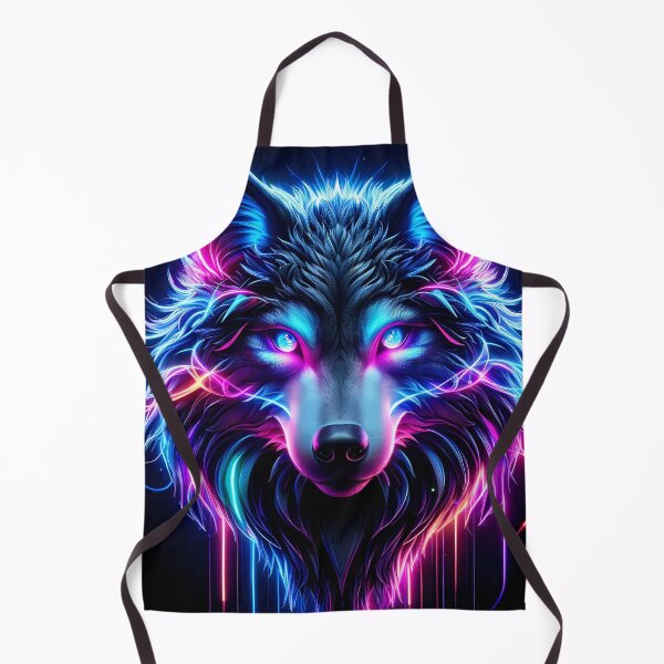 Artikelvorschau, Neonwolf mit leuchtenden Augen – Cyberpunk-Tierkunst entworfen und verkauft von FusionCipher.