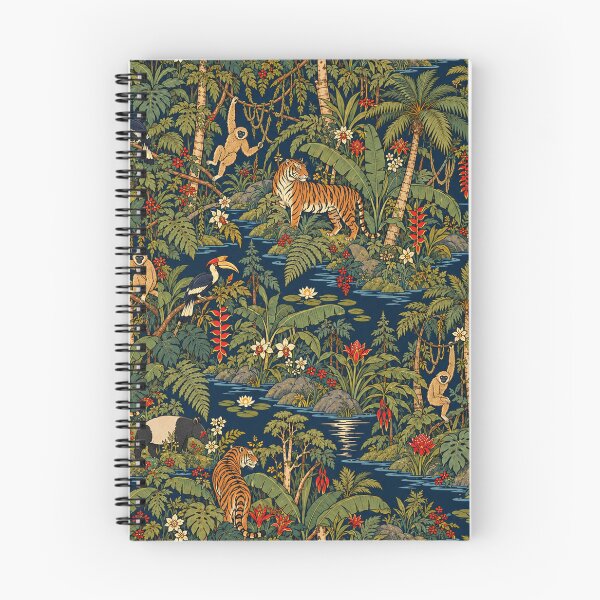 Item preview, Moonlit Tropical Jungle Animals – Tiger Rainforest Tapestry Pattern designed and sold by Bodique.