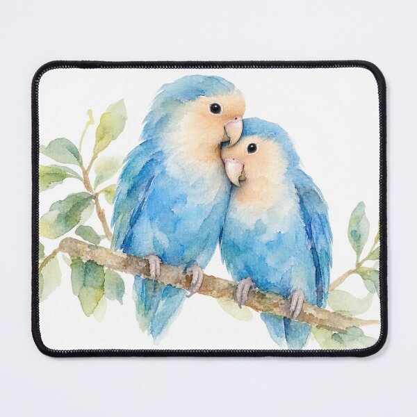 Item preview, A cuddle between two blue lovebirds designed and sold by JardinAquarel.