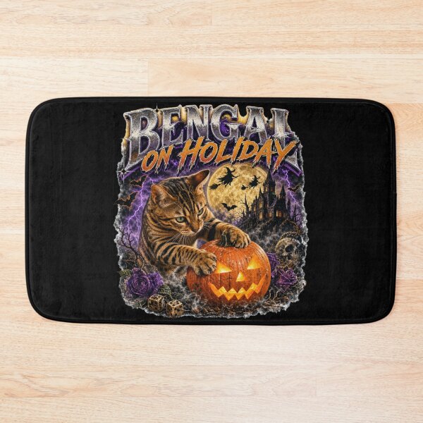 Item preview, Bengal On Holiday – Wild Metal Kitten with Halloween Pumpkin designed and sold by Bengoer18.