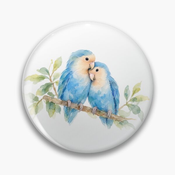Item preview, A cuddle between two blue lovebirds designed and sold by JardinAquarel.