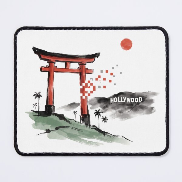 Item preview,  Torii Gate in the Hollywood Hills Sumi-E Ink Painting, Japan Meets LA designed and sold by Sumi-Pixel.