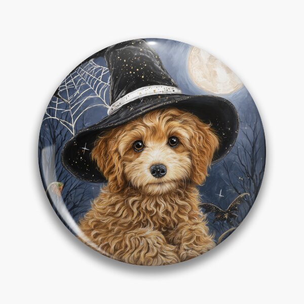 Item preview,  Halloween Brown Poodle Puppy with Pumpkin – Witch Hat Autumn Dog Art designed and sold by elisarasada.