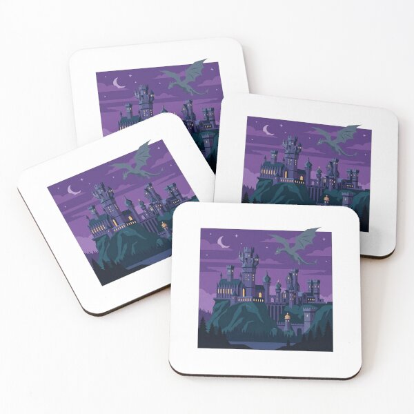 Item preview, Fantasy Castle and Dragon at Night designed and sold by Pandanime.
