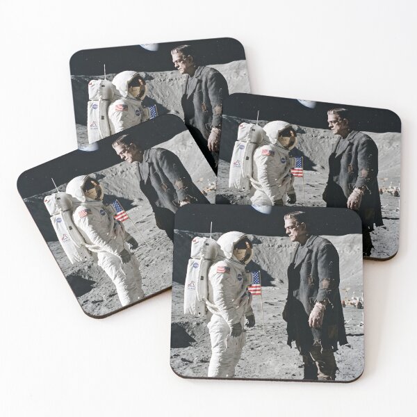 Item preview, NASA astronaut meets Frankenstein’s monster on the moon designed and sold by WiseBow.