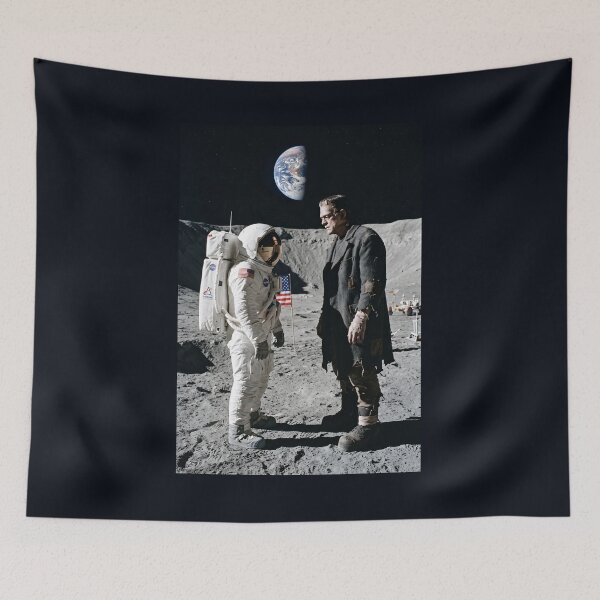 Item preview, NASA astronaut meets Frankenstein’s monster on the moon designed and sold by WiseBow.