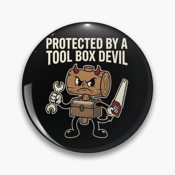 Artikelvorschau, Protected By A Tool Box Devil Funny Carpenter Woodworker T-Shirt entworfen und verkauft von DEADLINE DEMONS.
