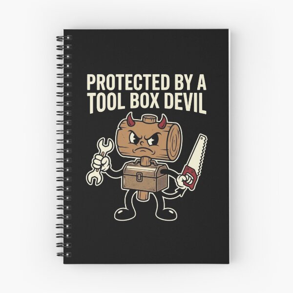 Artikelvorschau, Protected By A Tool Box Devil Funny Carpenter Woodworker T-Shirt entworfen und verkauft von DEADLINE DEMONS.