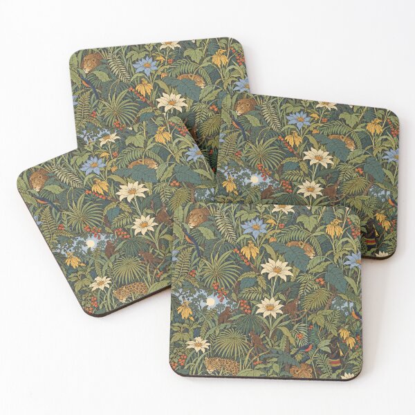 Item preview, Tropical Jungle Lions and Leopard – Vintage Botanical Tapestry Pattern designed and sold by Bodique.