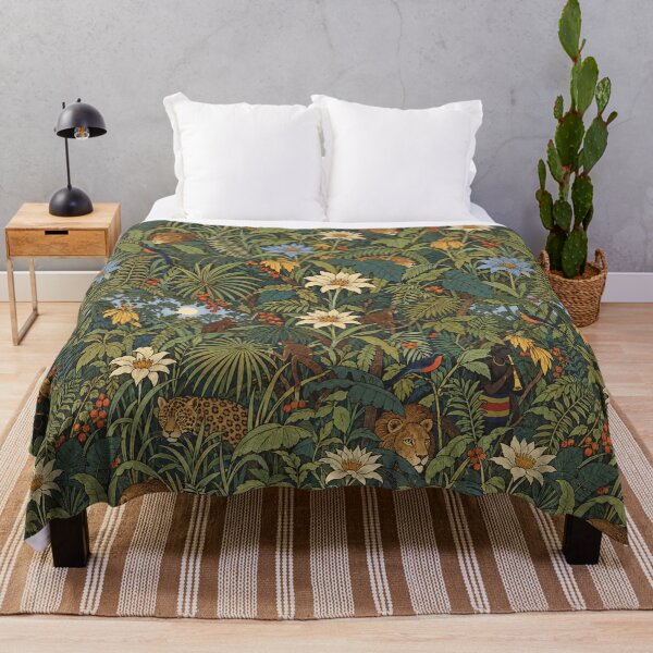 Item preview, Tropical Jungle Lions and Leopard – Vintage Botanical Tapestry Pattern designed and sold by Bodique.