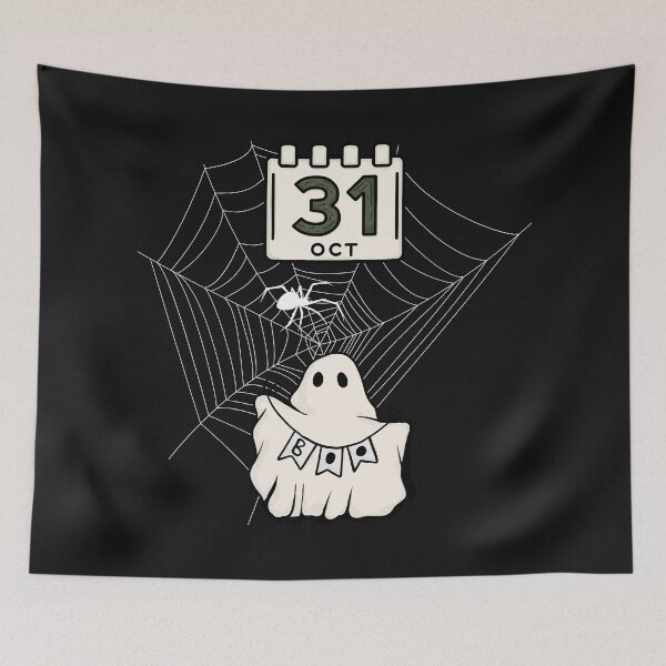 Artikelvorschau, Cute Halloween Ghost October 31 Calendar Spooky Boo Sheet Ghost entworfen und verkauft von Elbstromstudio.