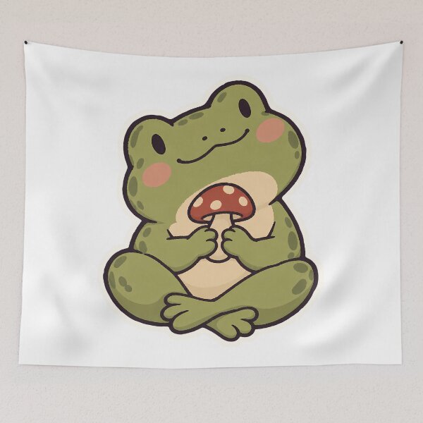 Item preview, Chubby Frog with Tiny Mushroom Treasure Frogcore designed and sold by OuqCreations.