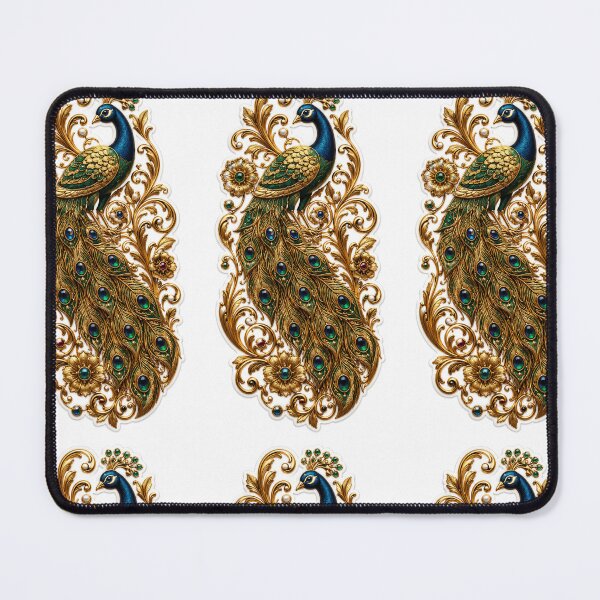 Item preview, Luxury Peacock Gold Ornament – Emerald Jewel Floral Elegance designed and sold by vinothmech53.