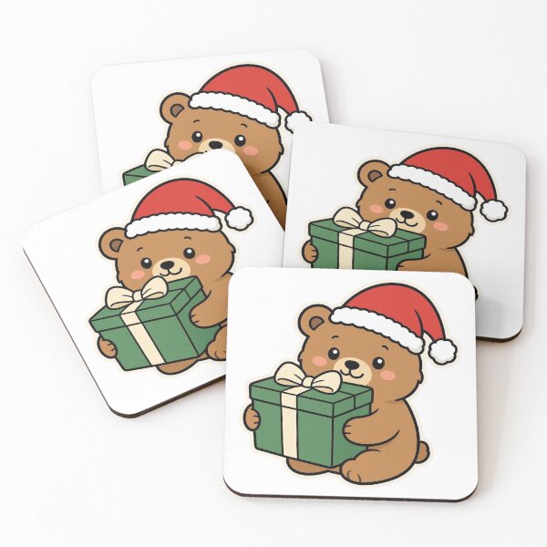 Artikelvorschau, Niedlicher Bär mit Weihnachtsmannmütze und Geschenk – Festliches Weihnachtstier entworfen und verkauft von Confuzz1ed.