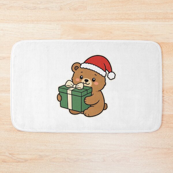 Item preview, Cute Bear Wearing Santa Hat and Holding Present – Festive Christmas Animal designed and sold by Confuzz1ed.