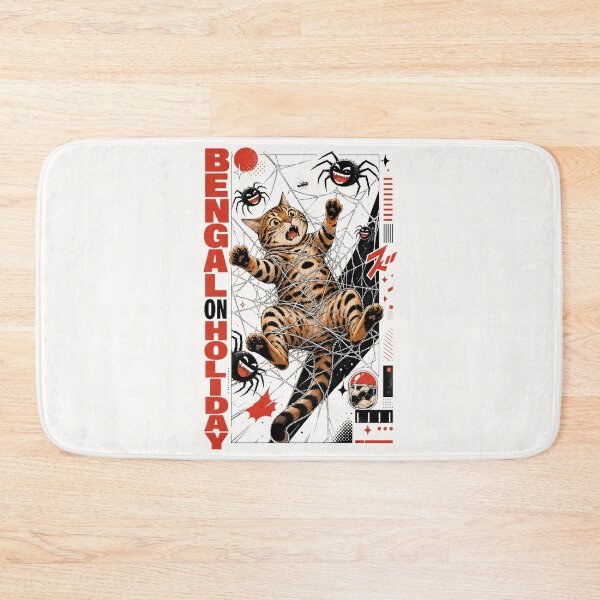 Item preview, Bengal On Holiday – Panicked Cat in Spiderweb Chaos designed and sold by Bengoer18.