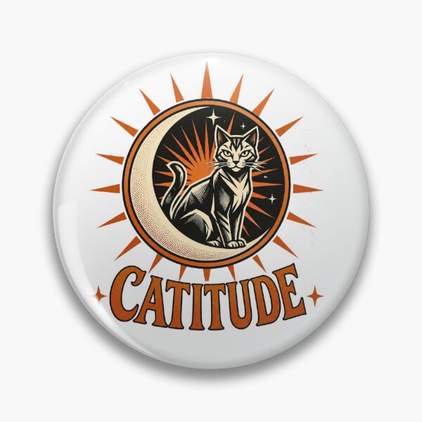 Item preview, CATITUDE – Vintage Retro Cat Moon Graphic designed and sold by Mellow paws Designs.