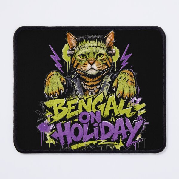 Item preview, Bengal On Holiday – Frankenstein Cat in Neon Graffiti Style designed and sold by Bengoer18.