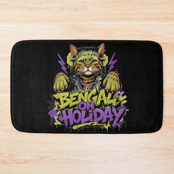 Item preview, Bengal On Holiday – Frankenstein Cat in Neon Graffiti Style designed and sold by Bengoer18.