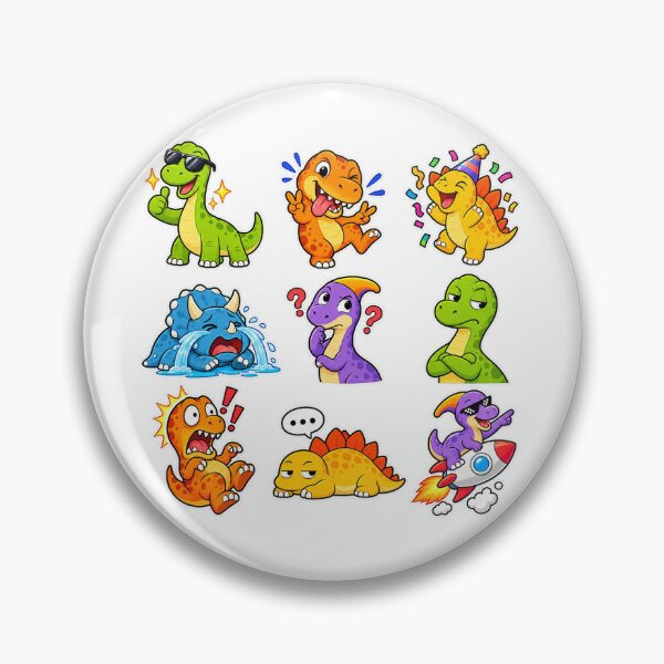 Item preview, Funny Dino Stickers – Cute Cartoon Dinosaur Expressions -1 designed and sold by TheSoulGallery.