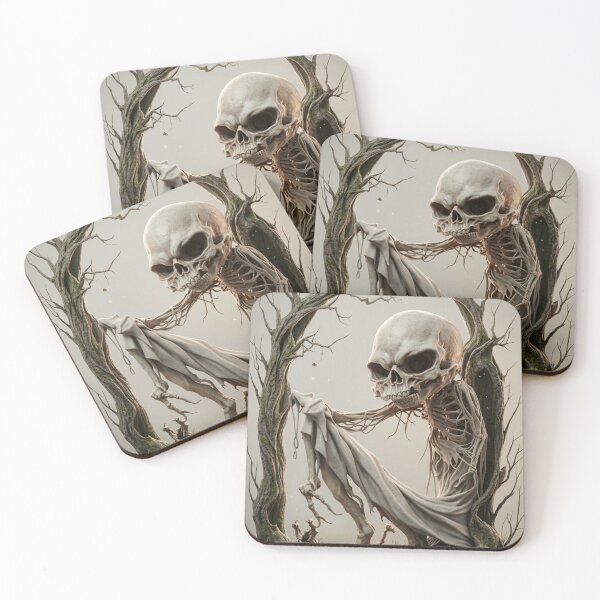 Artikelvorschau, Der skelettierte Mann im Fenster – düstere Illustration im Stil des gotischen Horrors entworfen und verkauft von Vintage Designs +.