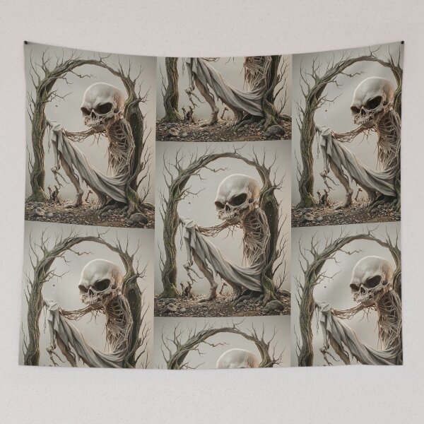 Item preview, The skeletal man in the window dark Gothic horror illustration  designed and sold by Vintage Designs +.