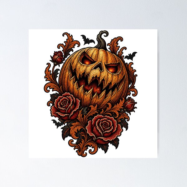 Item preview, EVIL PUMPKIN HALLOWEEN TATTOO STYLE designed and sold by NicheWearStudio.