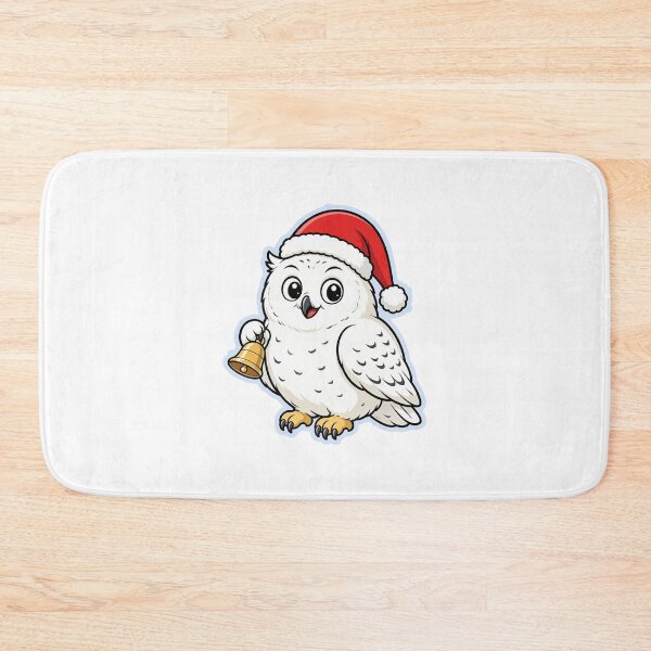 Item preview, Cute Owl Wearing Santa Hat and Holding Christmas Bell – Festive Winter Bird designed and sold by Confuzz1ed.