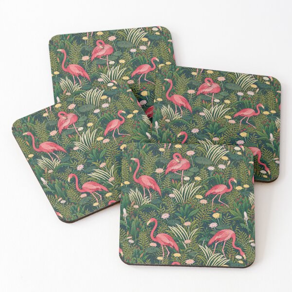 Item preview, Pink Flamingos in Tropical Wetlands – Botanical Jungle Pattern designed and sold by Bodique.