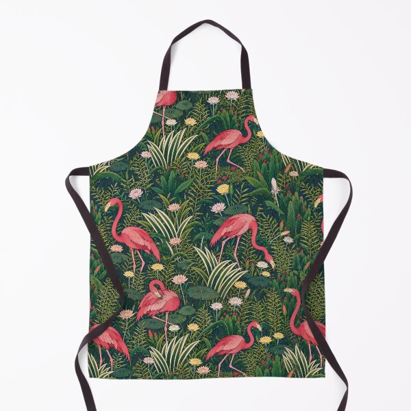 Artikelvorschau, Rosa Flamingos in tropischen Feuchtgebieten – Botanisches Dschungelmuster entworfen und verkauft von Bodique.