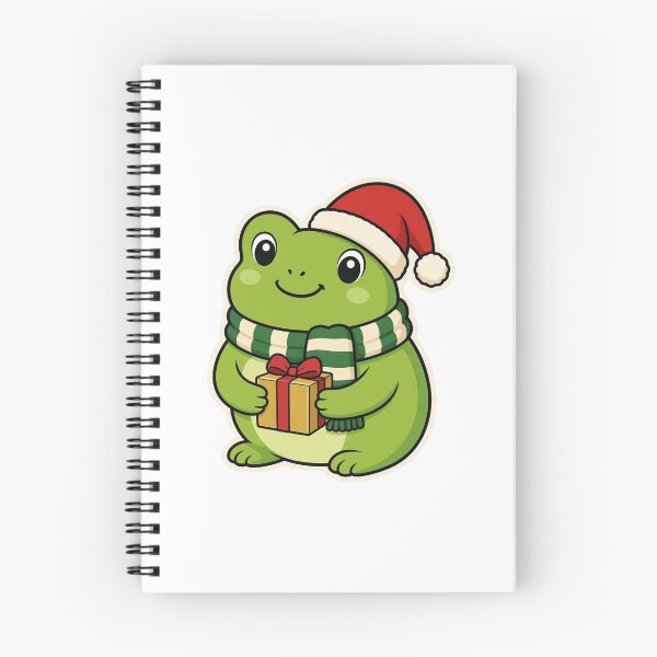 Item preview, Cute Frog Wearing Santa Hat and Holding Present – Fun Christmas Animal Character designed and sold by Confuzz1ed.