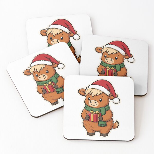 Item preview, Cute Highland Cow Wearing Santa Hat – Adorable Christmas Farm Animal Character designed and sold by Confuzz1ed.