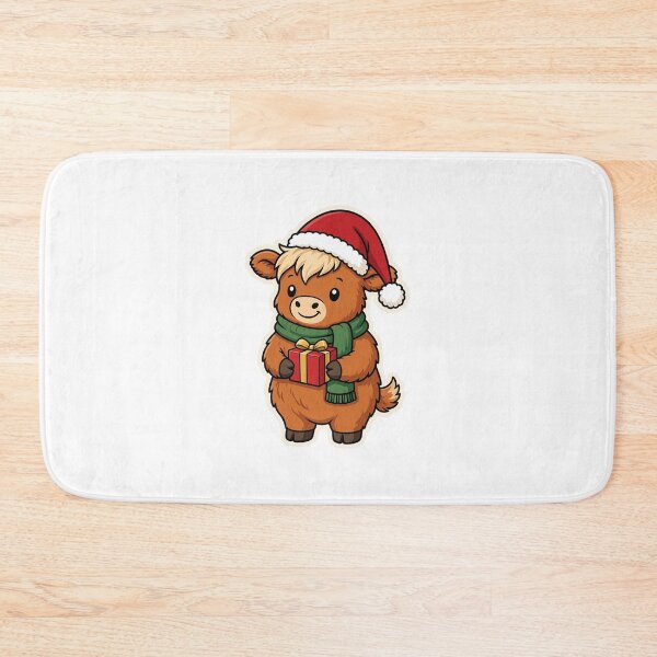 Item preview, Cute Highland Cow Wearing Santa Hat – Adorable Christmas Farm Animal Character designed and sold by Confuzz1ed.