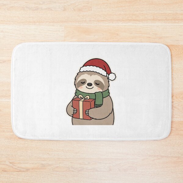 Item preview, Sleepy Sloth Holding Christmas Present – Funny Cozy Holiday Animal designed and sold by Confuzz1ed.