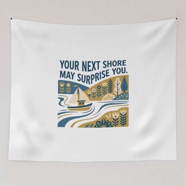 Item preview, Decorative Sailboat on River Folk Art Illustration designed and sold by SHOP-Corner.