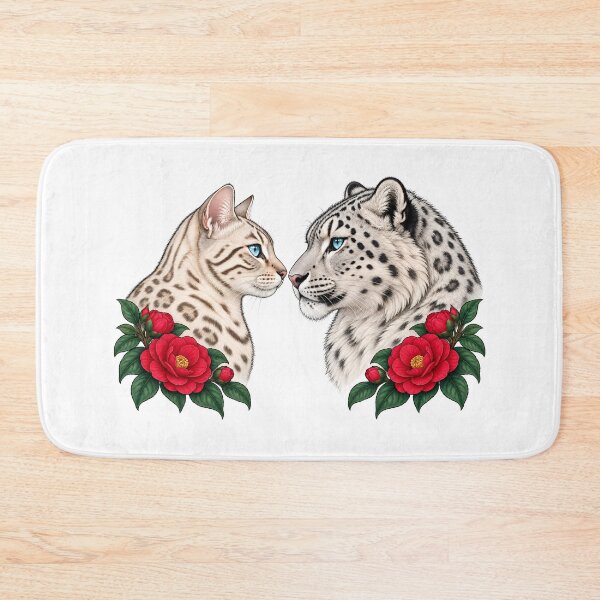 Aperçu de l'œuvre Bengal Cat Snow Leopard Pink Flower créée et vendue par Old's Cool Cat Studio.