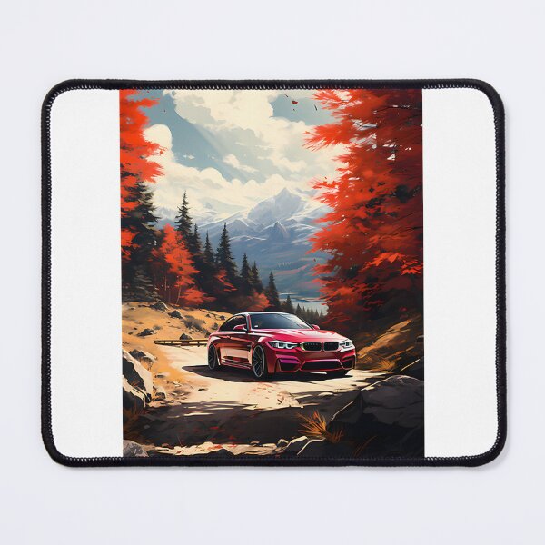 Item preview, Powerful Coupe Driving Through Vibrant Red Forest and Mountain Peaks Landscape designed and sold by shaan20206.