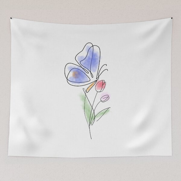 Item preview, watercolour butterfly over flower outlines designed and sold by Spirit and Style.