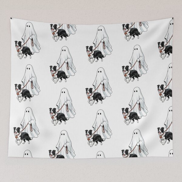Item preview, Spooky Ghost Walking Border Collie Dog Lover Halloween Illustration Art designed and sold by raedattia.