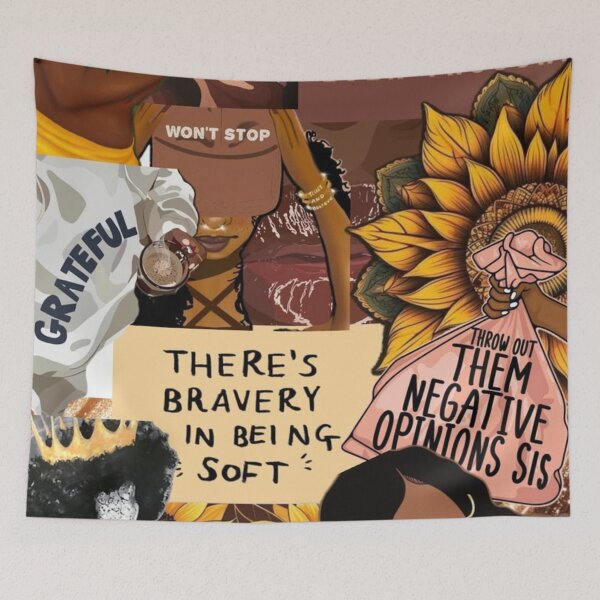 Artikelvorschau, Schwarze Frau mit Sonnenblumen-Collage: Gott ist gut, auch wenn sie braun ist – eine ästhetische Affirmation der Schönheit. entworfen und verkauft von EatPrayLive.