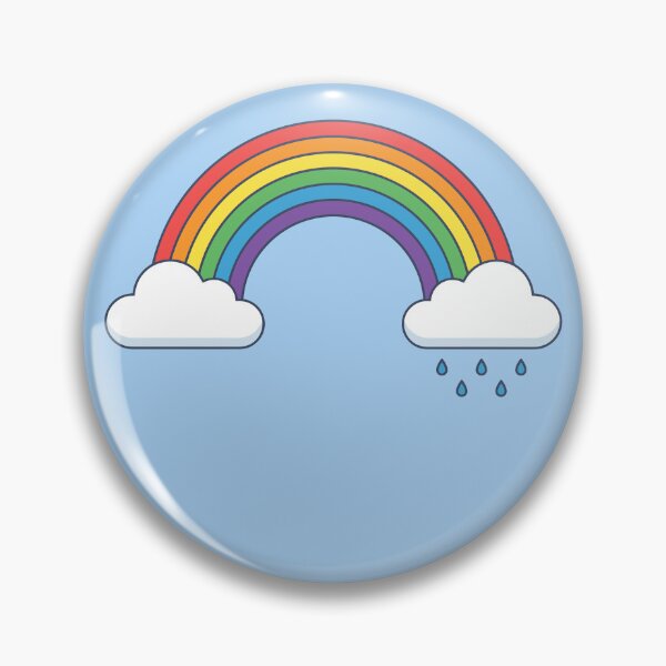 Item preview, Colorful rainbow with fluffy clouds and raindrops on a light blue background, ideal for fashion and room decor. designed and sold by ElegantOutlines.