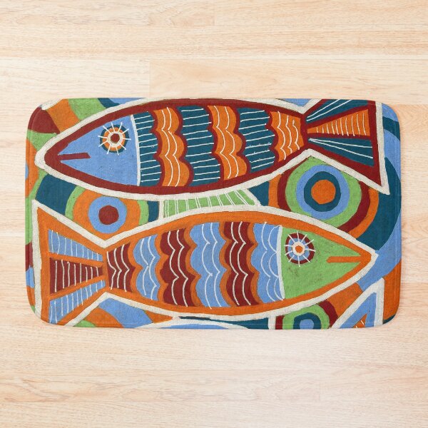 Item preview, Folk Art Sardines in Orange and Teal designed and sold by Fani*.