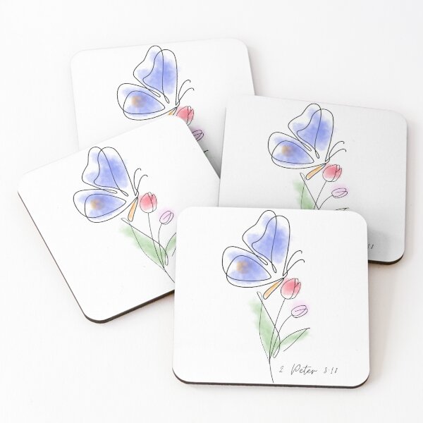 Item preview, watercolour butterfly over flower outlines designed and sold by Spirit and Style.