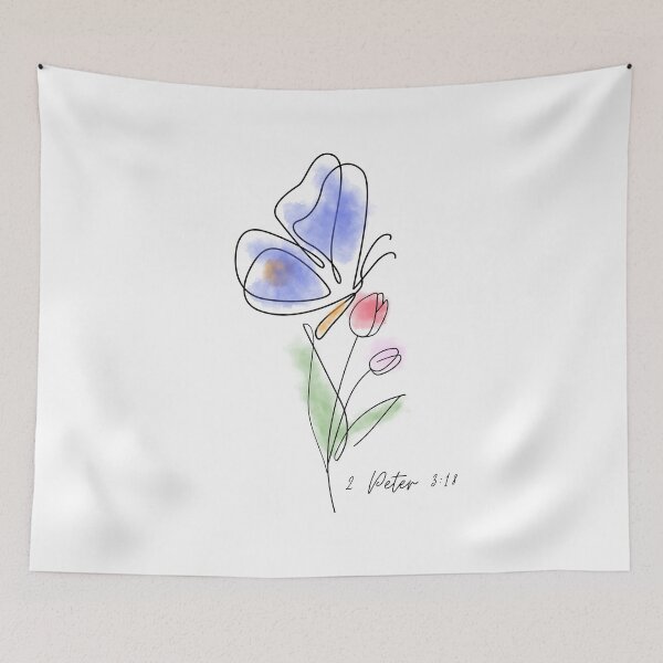 Item preview, watercolour butterfly over flower outlines designed and sold by Spirit and Style.