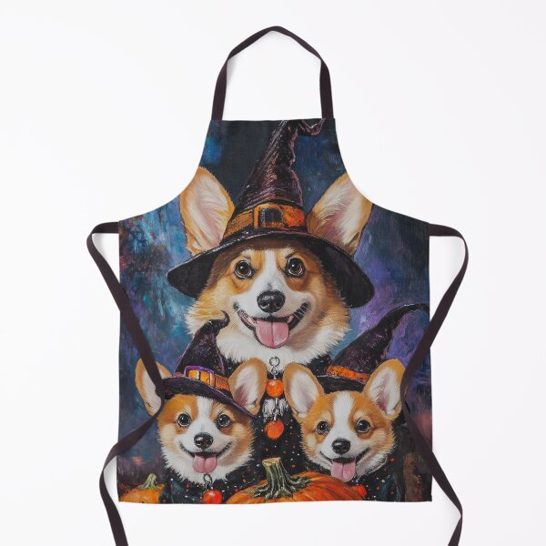 Artikelvorschau, Halloween-Corgi-Mutter und Welpen mit Kürbissen – Hexenhund-Familienkunst entworfen und verkauft von elisarasada.