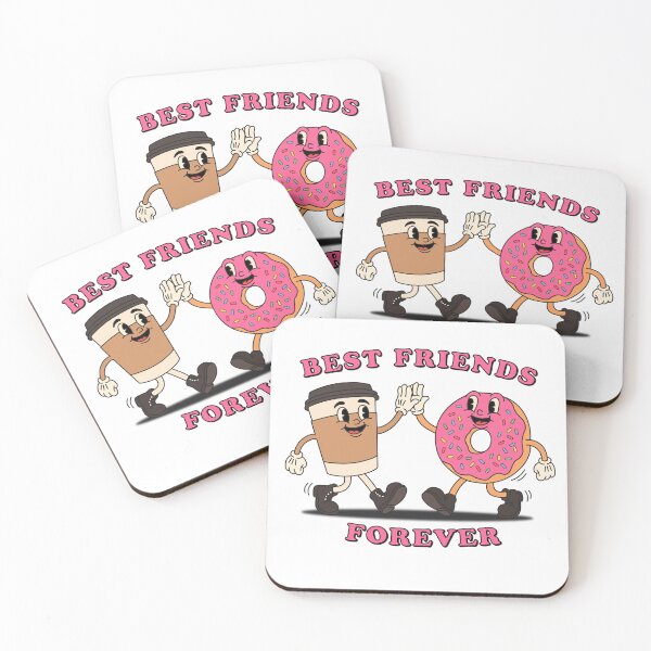 Item preview, Vintage Retro Donut & Coffee Mascot - Best Friends Forever designed and sold by KozbiDesign.